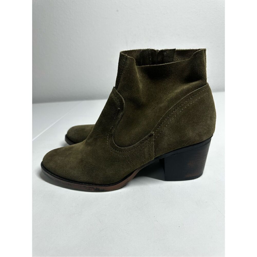 Wonens SOHO COBBLER NYC Green Brown Suede Ankle Boots Size 7,5